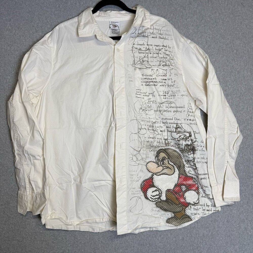 VTG Disney Store Men's XL Snow White and the Dwarves Grumpy Button Down Shirt